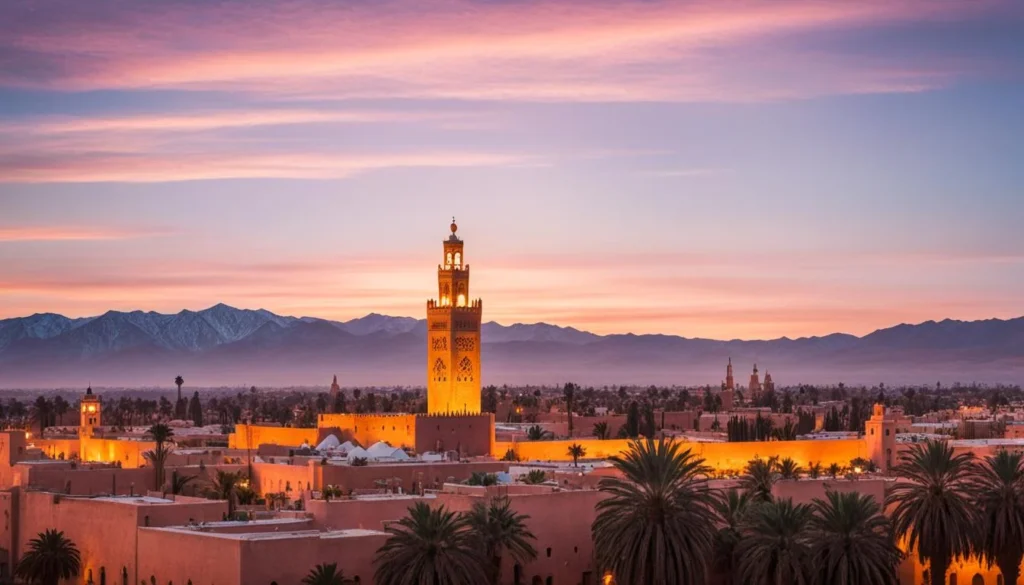 Koutoubia Mosque, a prominent landmark showcasing Moroccan architecture