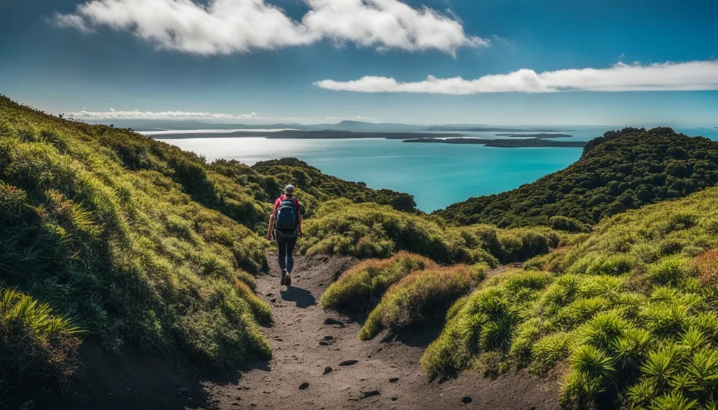 Rangitoto Island hiking trails scenic views