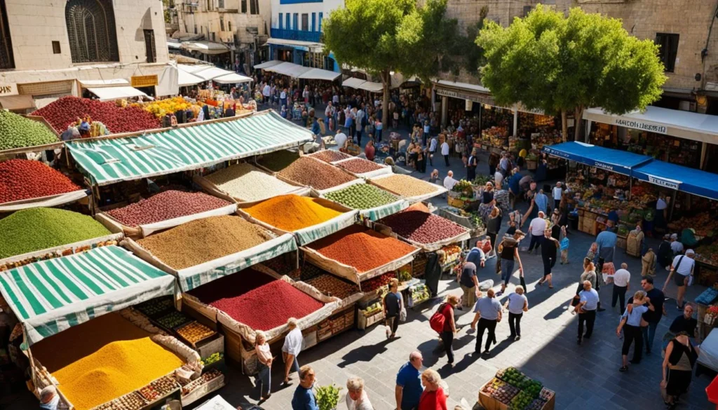 Tel Aviv shopping market scene