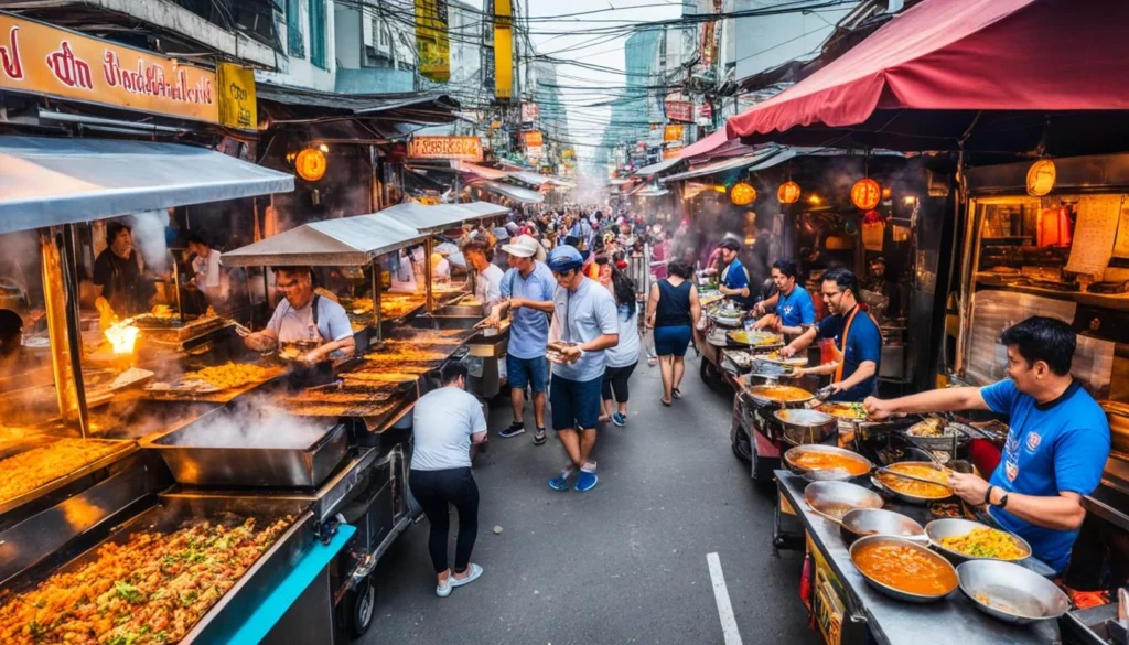 Thai street food scene in Bangkok Thai street food scene in Bangkok