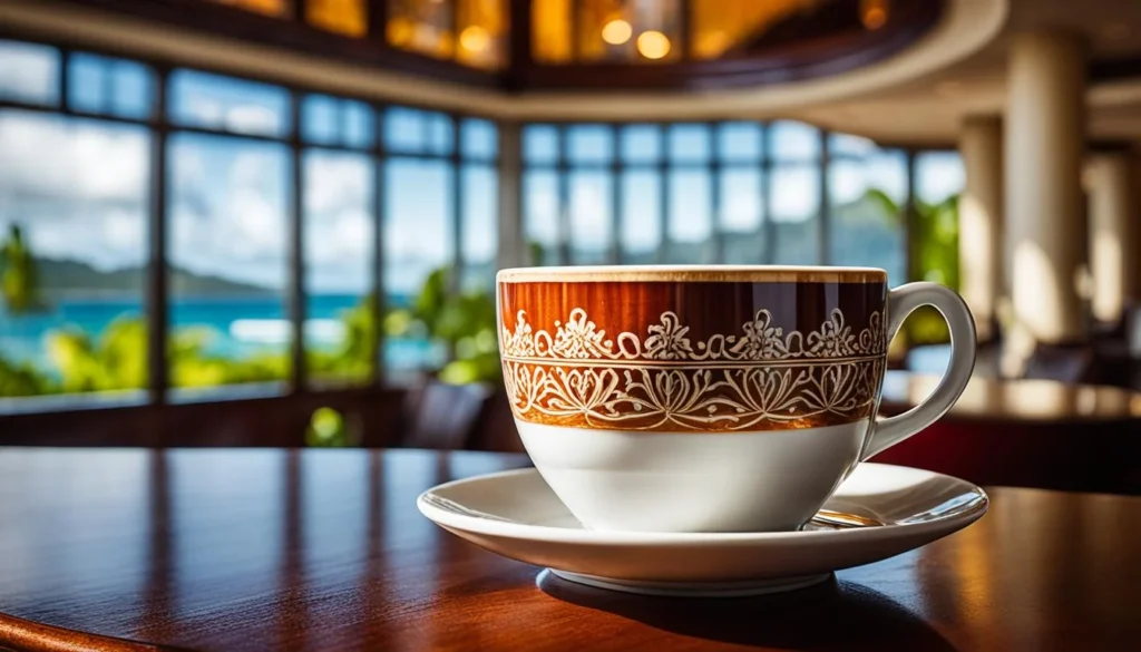 coffee in Suva at the Grand Pacific Hotel